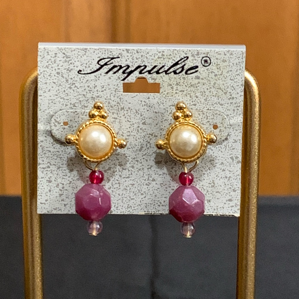 Nwt Impulse Gold Tone Purple Stone Earrings